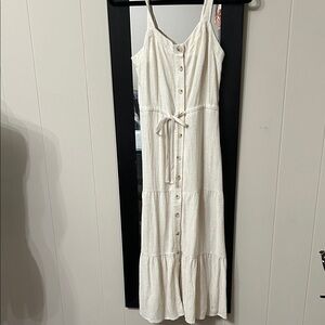 Lucky Brand Cream Button-Front Maxi Dress
